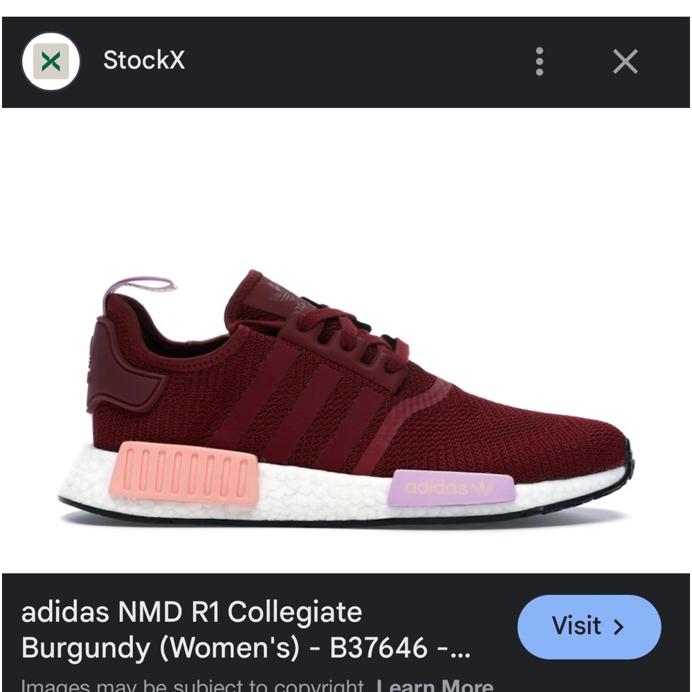 •ADIDAS•BURGUNDY COLLEGIATE ORIGINAL NMD_R1 SNEAKERS SIZE 6 WITH BOX. VGUC